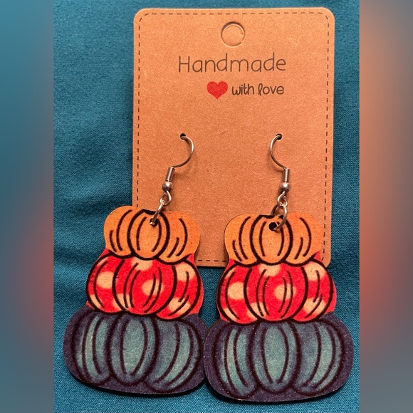 Jewelry - Handmade Stacked Pumpkins Dangling Earrings
